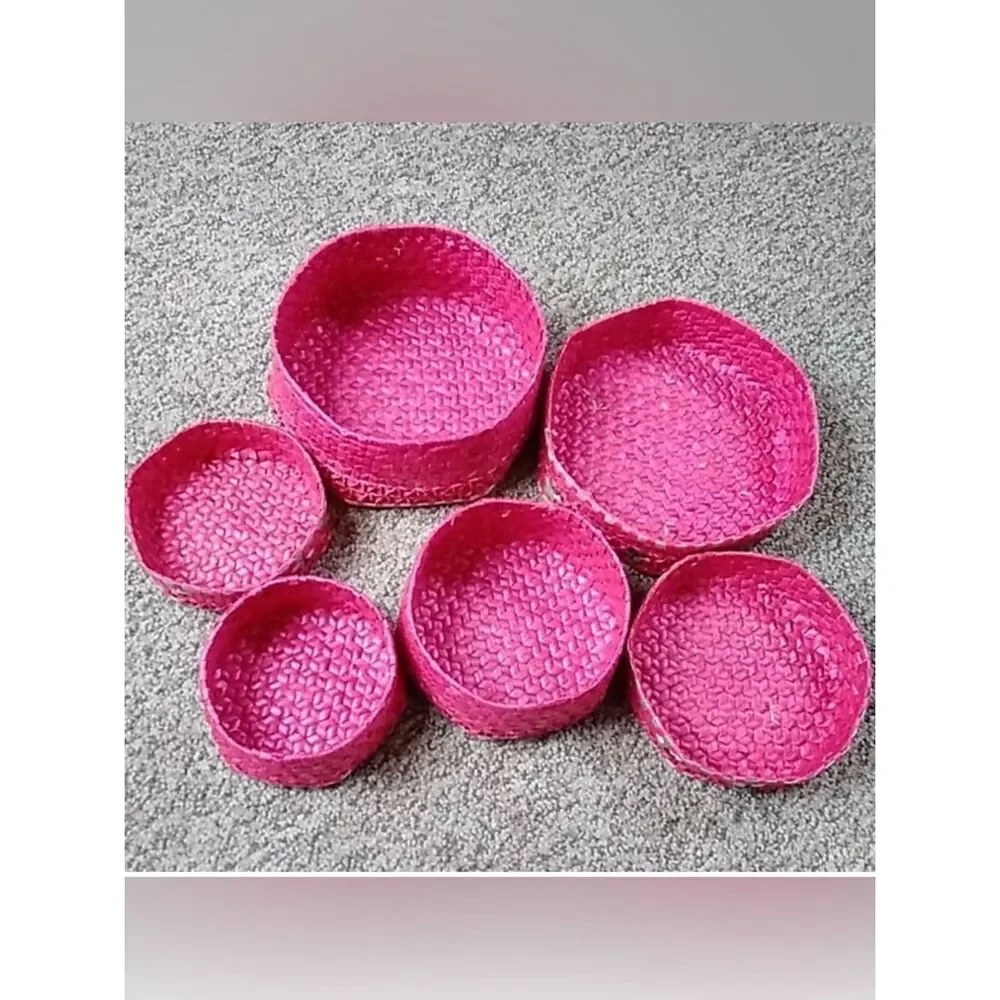 Hot Pink Woven Decorative Storage Boxes - Set